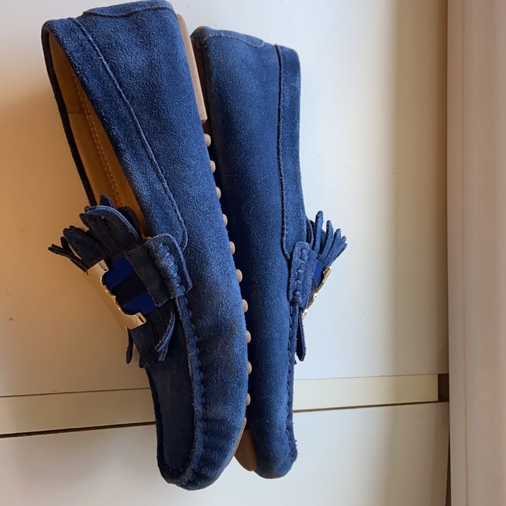Tory Burch Blue Suede Grosgrain T Loafer Size 6.5 - Picture 6 of 6
